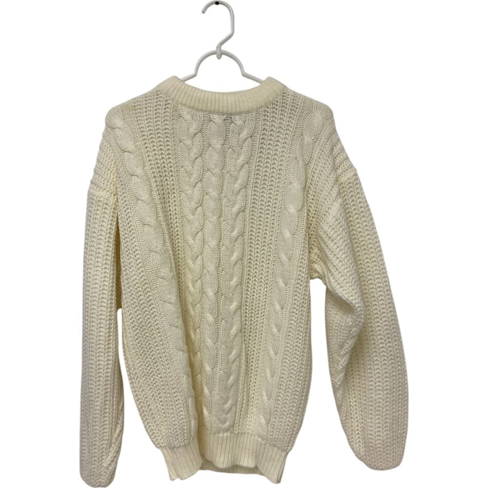 Capricorn Pullover Cable Knit Sweater Mens Size XL Ivory Long Sleeve Crew Neck